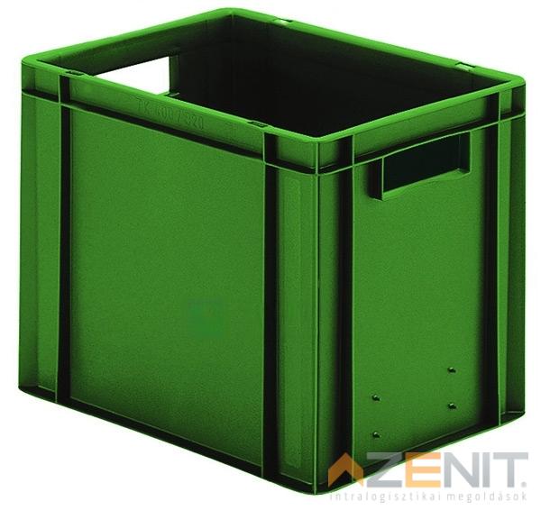 Műanyag szállítóláda 400×300×320 mm zöld színben