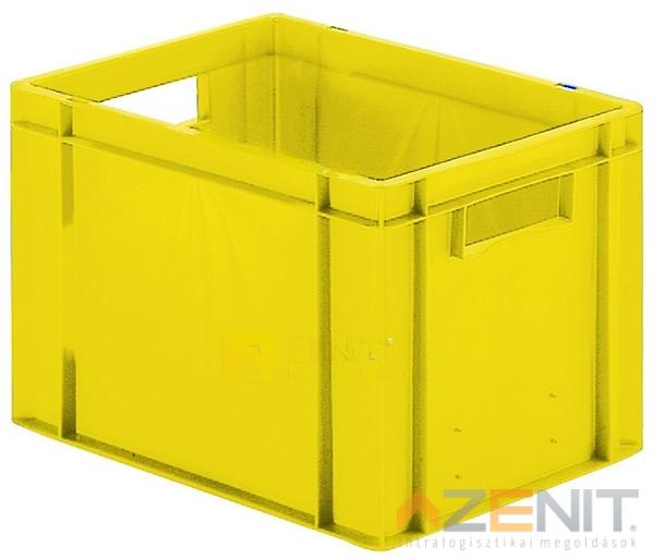 Műanyag szállítóláda 400×300×270 mm sárga színben