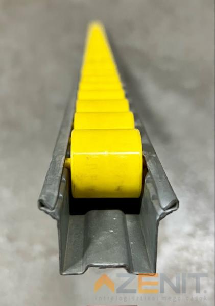 Görgősléc sárga műanyag görgőkkel - SSI Schaefer típusú használt